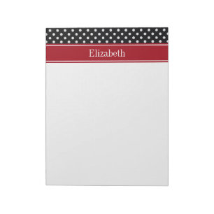 Monogramm für schwarze und weiße Polka-Punkte Cran Notizblock