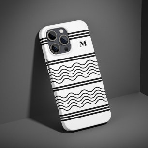 Monogramm für schwarze und weiße Streifen iPhone 16 Pro Hülle