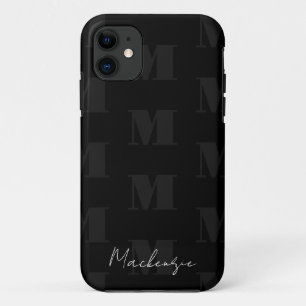Monogramm für Schwarzweiß-Wiederholmuster Case-Mate iPhone Hülle