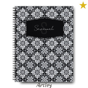 Monogramm für Schwarzweißflecken Notizbuch