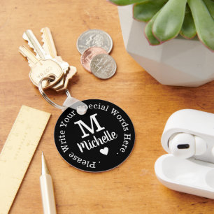 Monogramm für sie mit benutzerdefinierter schwarze schlüsselanhänger