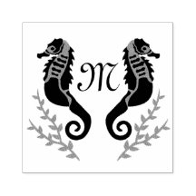 Monogramm für Silhouetten aus schwarzem Seepferd