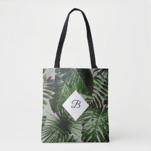Monogramm für tropische Blätter mit Ihren Initiale Tasche