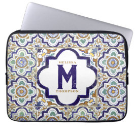 Monogramm für Vintage botanische ZierTiles Laptopschutzhülle