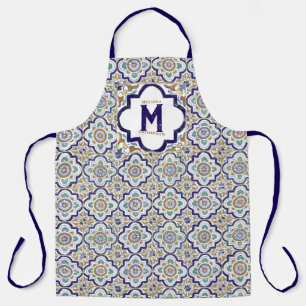 Monogramm für Vintage botanische ZierTiles Schürze