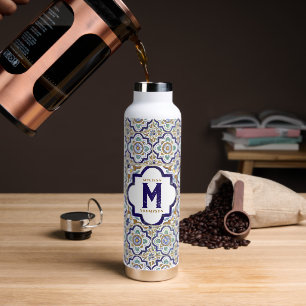Monogramm für Vintage botanische ZierTiles Trinkflasche