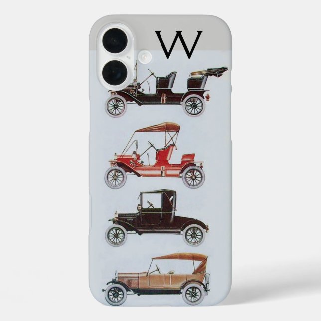 MONOGRAMM FÜR VINTAGE CARS iPhone 16 PLUS HÜLLE (Rückseite)