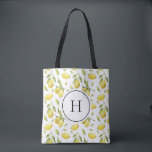 Monogramm für Vintage Zitronen und Grünmuster Tasche<br><div class="desc">Monogramm Totbeutel mit Aquarellbildern von Zitrone und Blattmuster. Personalisieren Sie diese,  indem Sie Ihre Initialen hinzufügen. Diese Zitronentasche eignet sich hervorragend als personalisiertes Geschenk. Matching-Elemente sind verfügbar.</div>