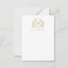 Monogramm für Vintages Gold-Floral-Vintages Wappen Mitteilungskarte