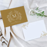 Monogramm für Vintages Gold-Floral-Wappen Mitteilungskarte<br><div class="desc">Klassische Vintage Gold Floral Wappen Monogram Note Card</div>