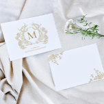 Monogramm für Vintages Gold-Floral-Wappen Mitteilungskarte<br><div class="desc">Klassische Vintage Gold Floral Wappen Monogram Note Card</div>