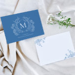 Monogramm für Vintages Pulver aus blauem Wappen Mitteilungskarte<br><div class="desc">Monogramm-Karte des französischen blauen Wappen</div>