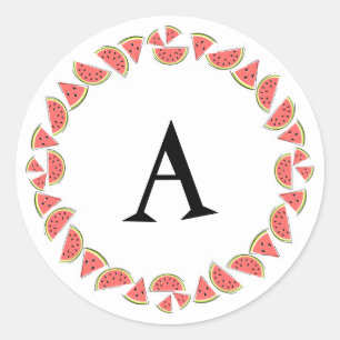 Monogramm für Wassermelonen Runder Aufkleber
