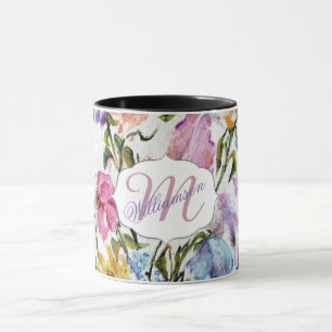 Monogramm für Whimsical Floral und Butterfett Tasse