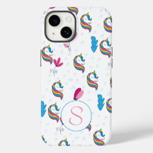 Monogramm für Whimsical Fun Unicorn Case-Mate iPhone 14 Hülle
