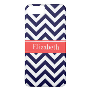 Monogramm für Zickzack Korallenschildkröte iPhone 8 Plus/7 Plus Hülle