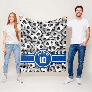 Monogramm Fußball Ball Sport Fußball Custom Blue Fleecedecke