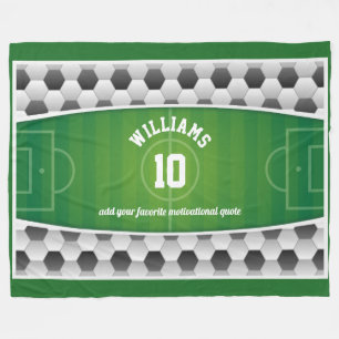 Monogramm-Fußball-Fußballplatz-Ball-Sport-Grün Fleecedecke
