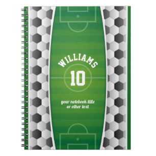 Monogramm-Fußball-Fußballplatz-Ball-Sport-Grün Notizblock