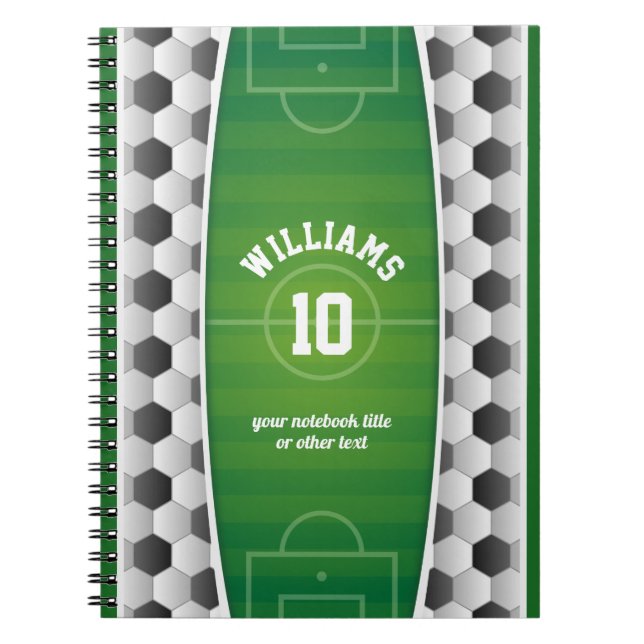 Monogramm-Fußball-Fußballplatz-Ball-Sport-Grün Notizblock (Vorderseite)
