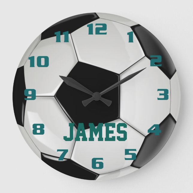 Monogramm-Fußball Große Wanduhr (Vorderseite)