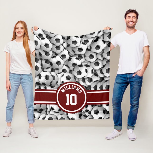 Monogramm Fußball Sport Fußball Custom Red Fleecedecke (Beispiel)