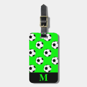 Monogramm-Fußbälle in Weiß, Limettengrün Gepäckanhänger