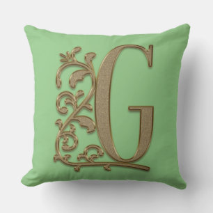 Monogramm G Frühlingsgrün Familienhochzeit, Geburt Kissen