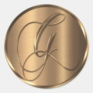 Monogramm G NONMETALLIC Bronze-Umschlag Aufkleber