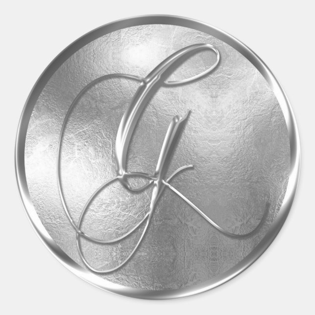 Monogramm G NONMETALLIC Silver Umschlag Aufkleber (Vorderseite)