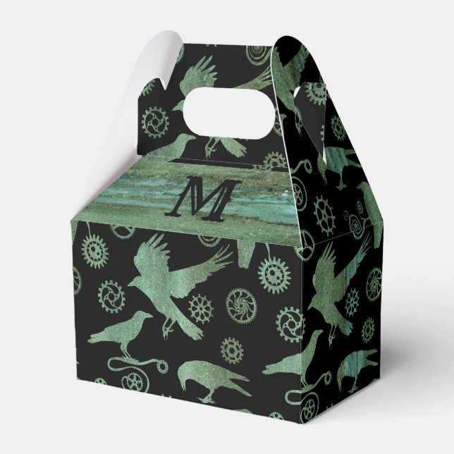 Monogramm-Gabel für Steampunk-Verdigris-Gänge Geschenkschachtel (Vorderseite)