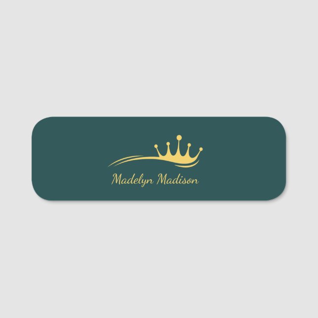 Monogramm Gabel grün mit Minimalistischer moderner Namensschild (Vorderseite)