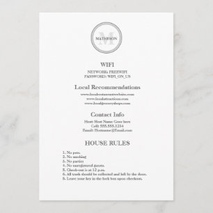 Monogramm Gastfreundschaft Hotel Gast WLAN und Reg Einladung