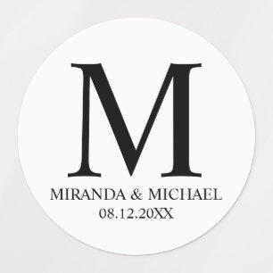 Monogramm-Gastgeschenk Hochzeit in Schwarz und Wei Etiketten