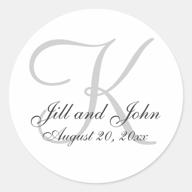 Monogramm Gastgeschenk Hochzeit Rundkleber Runder Aufkleber (Vorderseite)
