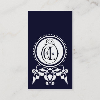 Monogramm Geblüht [CL Blau] Visitenkarten Visitenkarte