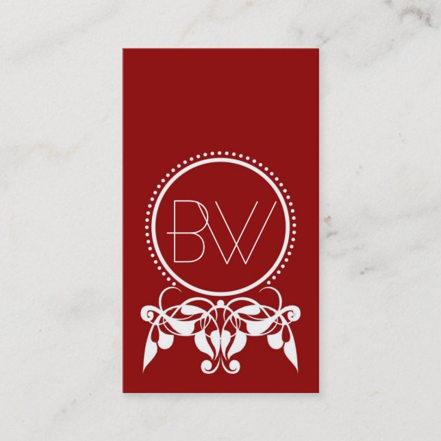 Monogramm Geblüht [rot] Visitenkarten Visitenkarte (Vorderseite)