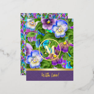 Monogramm Geburtstag Stiefmütterchen Violette Blum Folien Feiertagspostkarte