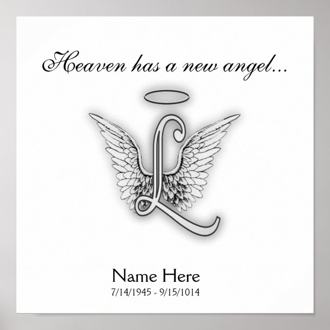 Monogramm Gedenk Tribute Letter L Poster (Vorne)