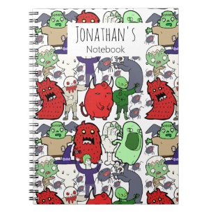 Monogramm-Geister-Cartoon-buntes lustiges Muster K Notizblock