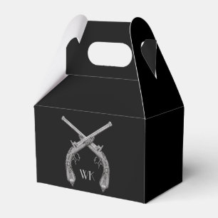 Monogramm gekreuzte Pistolen Schwarz Geschenkschachtel