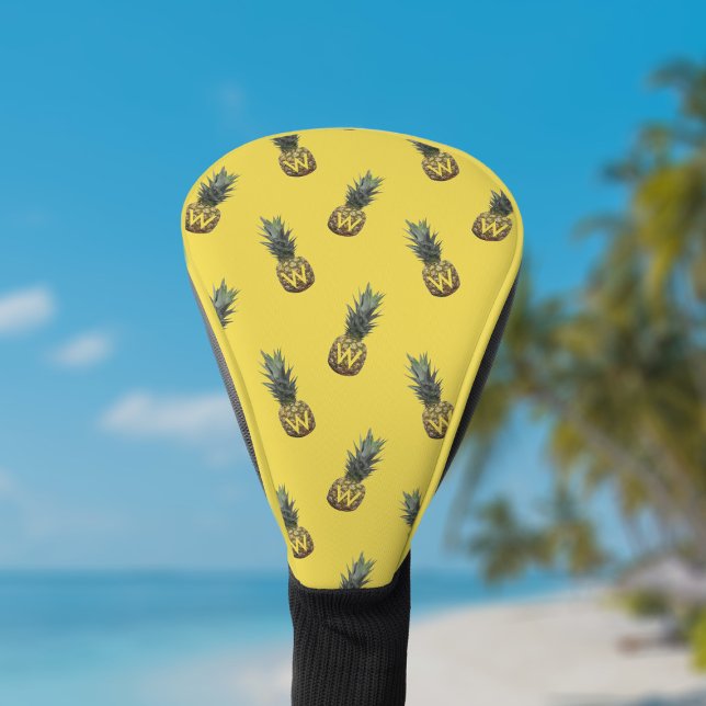 Monogramm Gelb für tropisches Ananas Golf Headcover (🍍⛳ Two loves in one. Pineapples and Golf. Just add your initial! 🍍⛳ )
