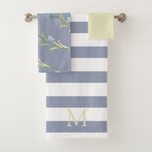 Monogramm Gelb/Grau-Blau Badhandtuch Set