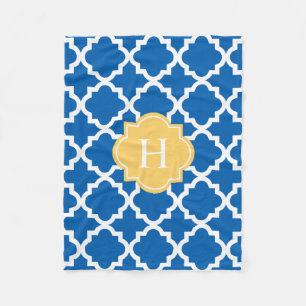 Monogramm Gelb/Navy Fleece Blanket