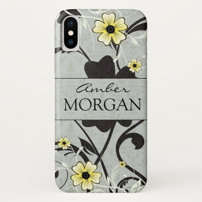 Monogramm Gelb und Schwarz Case-Mate iPhone Hülle (Rückseite)