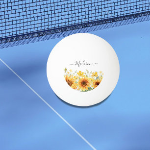 Monogramm Gelbe Blume Sonnenblume Floral Botanisch Tischtennisball