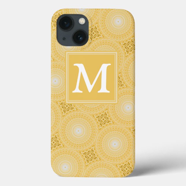 Monogramm gelbe Kreise Muster Case-Mate iPhone c Hülle (Rückseite)
