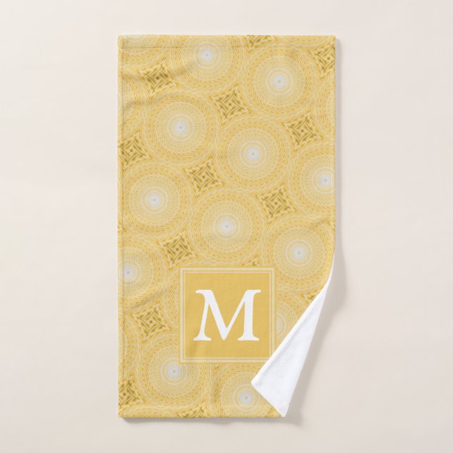 Monogramm-gelbe Kreismuster Handtuch (Handtuch)