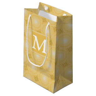 Monogramm-gelbe Kreismuster Kleine Geschenktüte