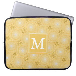 Monogramm-gelbe Kreismuster Laptopschutzhülle